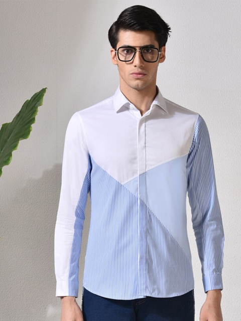 

ABKASA Men White Sharp Slim Fit Casual Shirt