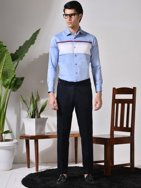 

ABKASA Men Blue Sharp Slim Fit Casual Shirt