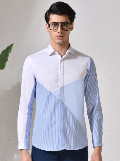 

ABKASA Men Blue Sharp Slim Fit Colourblocked Casual Shirt