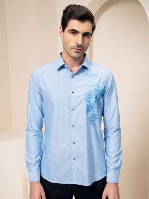 

ABKASA Men Blue Sharp Slim Fit Casual Shirt