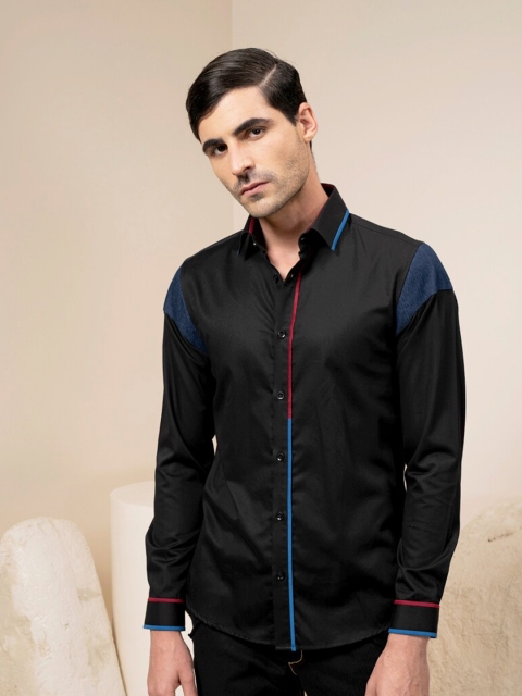 

ABKASA Men Black Sharp Slim Fit Casual Shirt