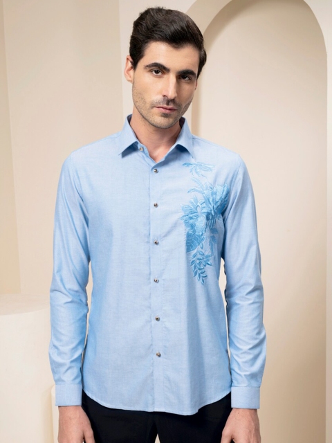 

ABKASA Men Blue Sharp Slim Fit Casual Shirt