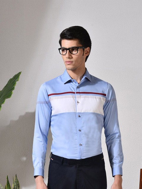 

ABKASA Men Blue Sharp Slim Fit Colourblocked Casual Shirt