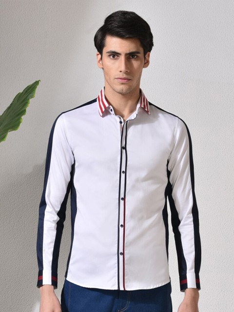 

ABKASA Men White Sharp Slim Fit Casual Shirt