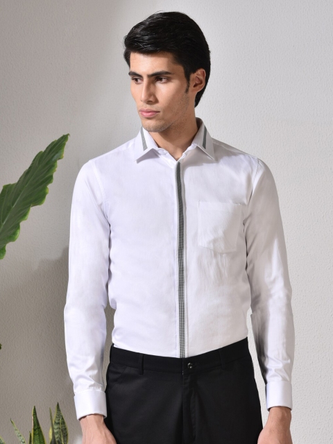 

ABKASA Men White Sharp Slim Fit Casual Shirt