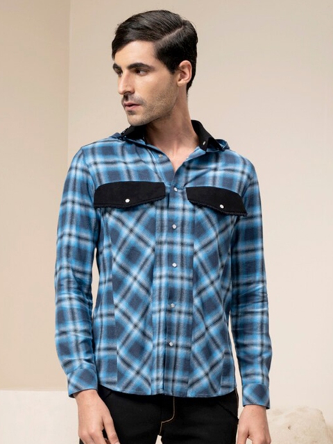 

ABKASA Men Blue Sharp Slim Fit Tartan Checked Casual Shirt