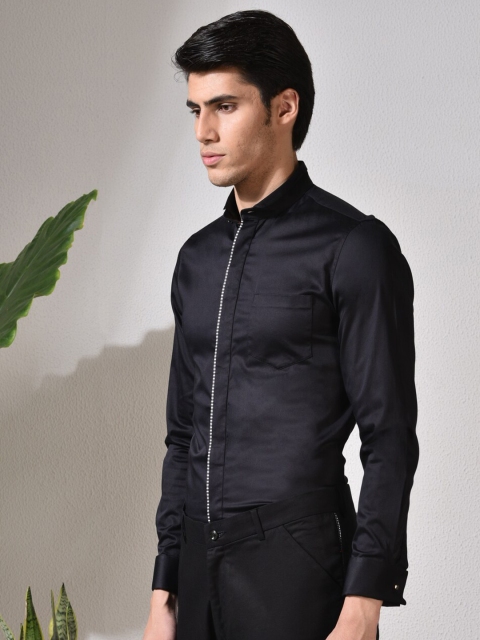

ABKASA Men Black Sharp Slim Fit Casual Shirt