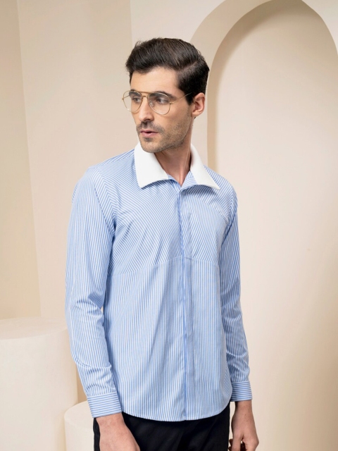 

ABKASA Men Blue Sharp Slim Fit Casual Shirt