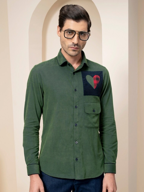 

ABKASA Men Green Sharp Slim Fit Casual Shirt