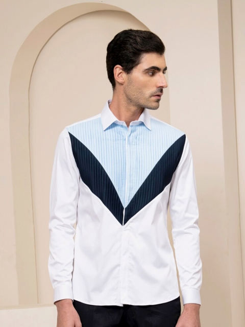 

ABKASA Men White Sharp Slim Fit Casual Shirt