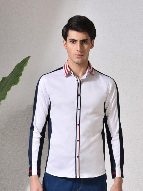 

ABKASA Men White Sharp Slim Fit Casual Shirt