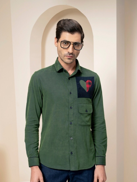 

ABKASA Men Green Sharp Slim Fit Casual Shirt