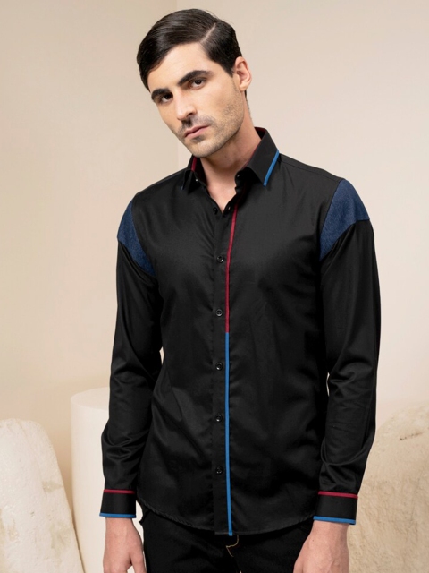 

ABKASA Men Black Sharp Slim Fit Casual Shirt