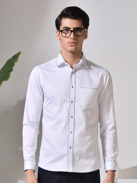

ABKASA Men White Sharp Slim Fit Casual Shirt