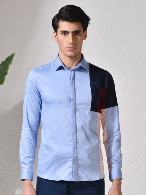 

ABKASA Men Blue Sharp Slim Fit Colourblocked Casual Shirt