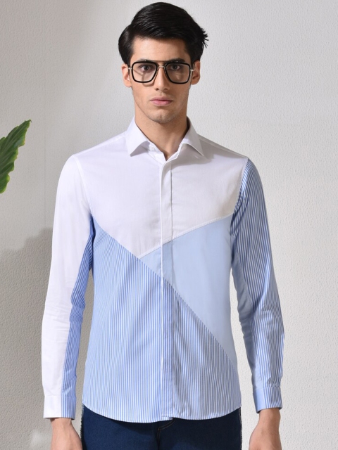 

ABKASA Men Blue Sharp Slim Fit Colourblocked Casual Shirt