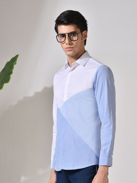 

ABKASA Men Blue Sharp Slim Fit Colourblocked Casual Shirt