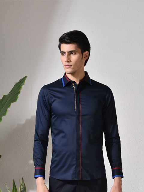 

ABKASA Men Blue Sharp Slim Fit Casual Shirt