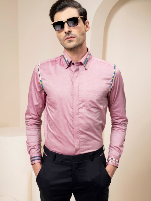 

ABKASA Men Pink Sharp Slim Fit Casual Shirt