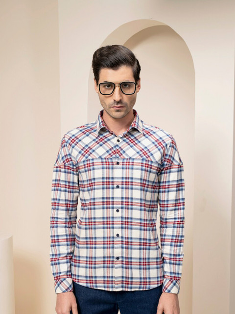 

ABKASA Men Multicoloured Sharp Slim Fit Tartan Checks Casual Shirt, Multi
