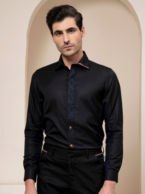 

ABKASA Men Black Sharp Slim Fit Casual Shirt