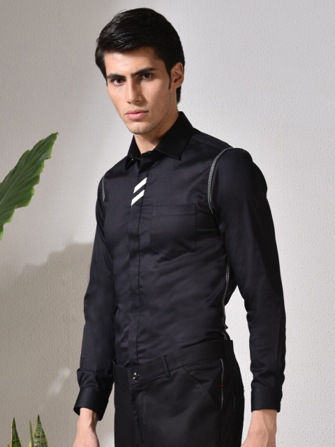 

ABKASA Men Black Sharp Slim Fit Casual Shirt