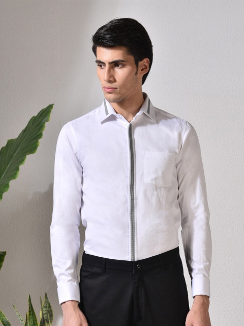 

ABKASA Men White Sharp Slim Fit Casual Shirt
