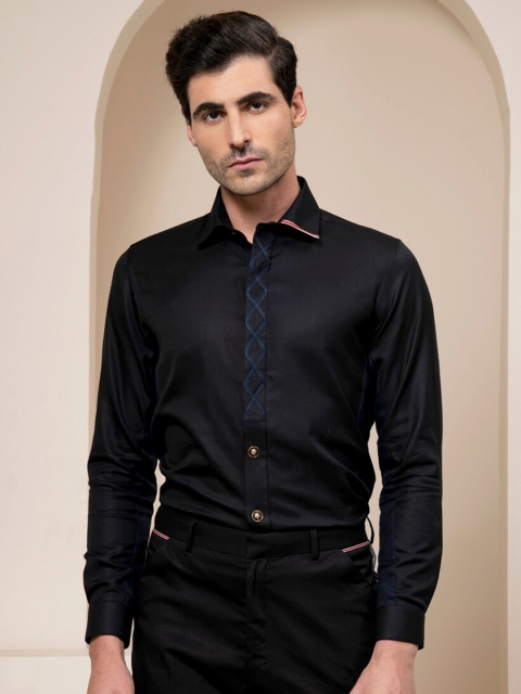 

ABKASA Men Black Sharp Slim Fit Casual Shirt