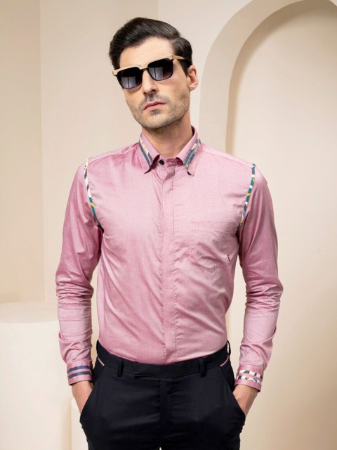 

ABKASA Men Pink Sharp Slim Fit Casual Shirt