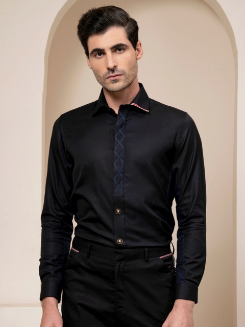 

ABKASA Men Black Sharp Slim Fit Casual Shirt