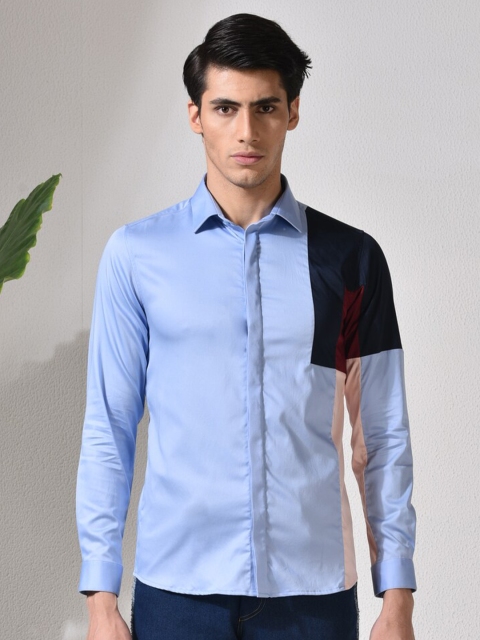 

ABKASA Men Blue Sharp Slim Fit Colourblocked Casual Shirt