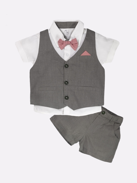 

BABY GO Boys Grey & White Cotton Clothing Set