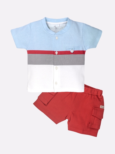 

BABY GO Boys Red & White Colourblocked Cotton Clothing Set