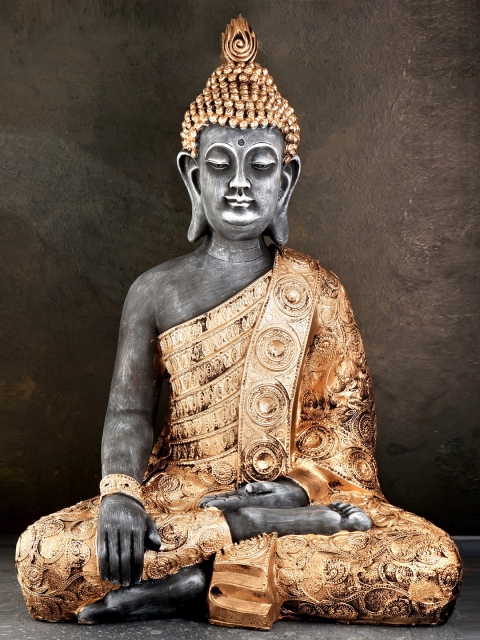 

THE WHITE INK DECOR Brown & Grey Meditating Buddha Showpieces