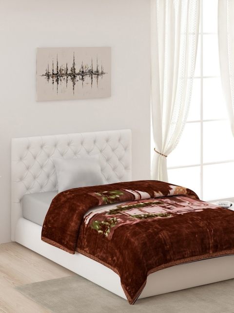 

Monte Carlo Brown Printed 1 Ply AC Room 600 GSM Polyester Single Bed Blanket
