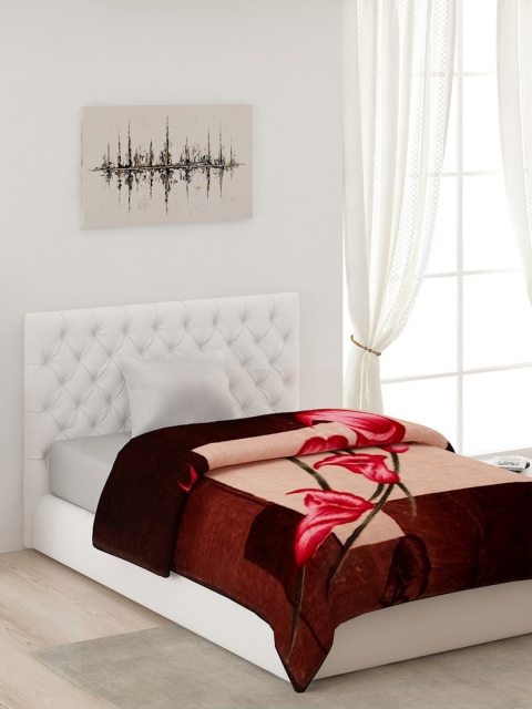 

Monte Carlo Brown & Pink Floral AC Room Single Bed Blanket, Multi
