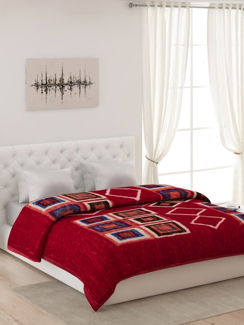 

Monte Carlo Maroon & Blue Geometric Heavy Winter Double Bed Blanket
