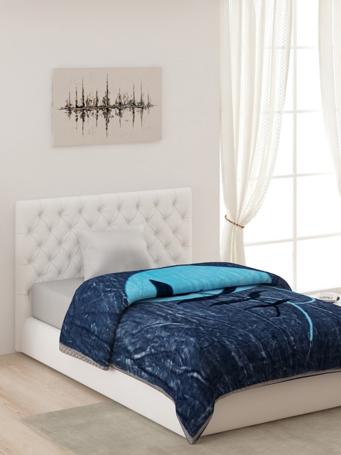 Monte Carlo Multicolor Printed 1 Ply Heavy Winter 900 GSM Polyester Double Bed Blanket, Black
