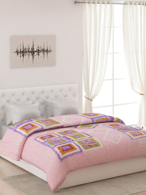 

Monte Carlo Peach-Coloured & Purple Geometric Heavy Winter Double Bed Blanket