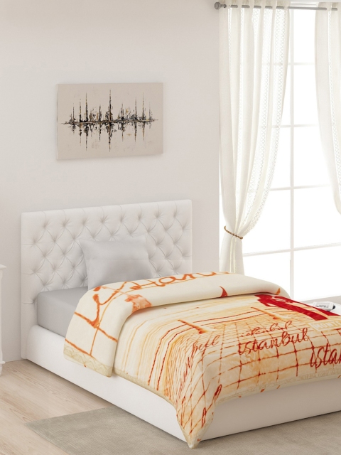 

Monte Carlo Cream-Coloured & Red AC Room 550 GSM Single Bed Blanket