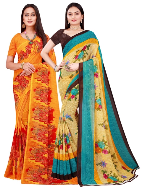 

Florence Beige & Orange Pure Georgette Saree