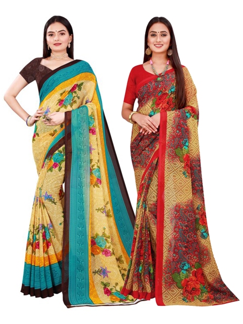 

Florence Beige & Red Pure Georgette Saree