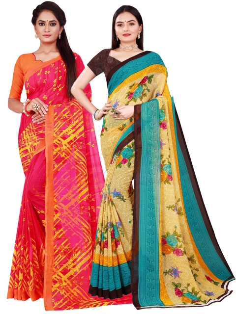 

Florence Beige & Pink Pure Georgette Saree
