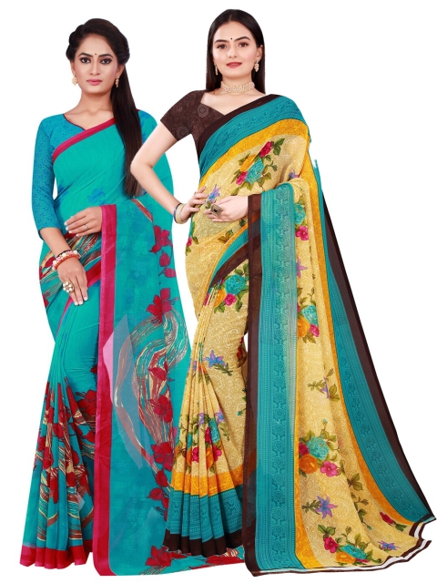 

Florence Beige & Blue Pure Georgette Saree