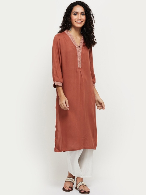 

max Men Red Thread Work Kurta