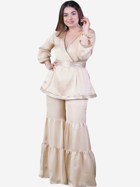 

Alaya By Stage3 Women Gold-Toned Satin Anarkali Kurta