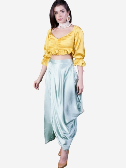 

Alaya By Stage3 Women Green Solid Dhoti Skirts