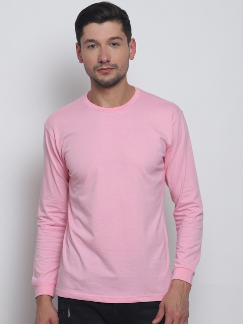 

Melangebox Men Pink Solid Round Neck T-shirt