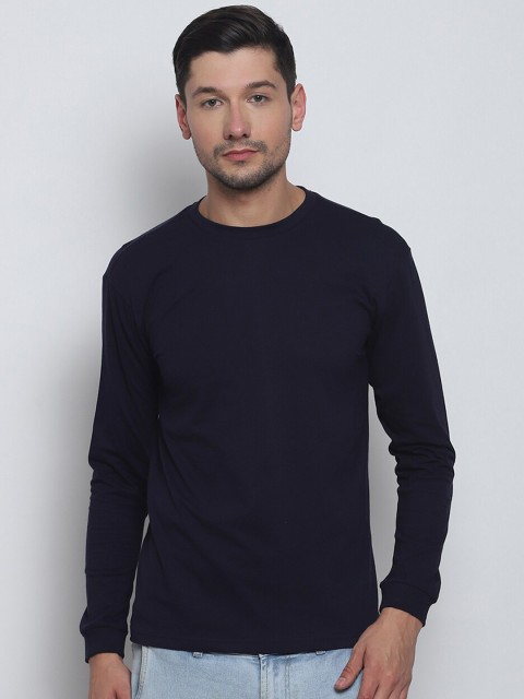 

Melangebox Men Navy Blue Solid Long Sleeves T-shirt