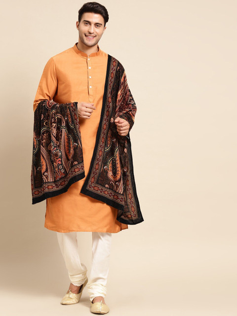 

KISAH Men Purple Layered Kurta with Churidar & With Dupatta